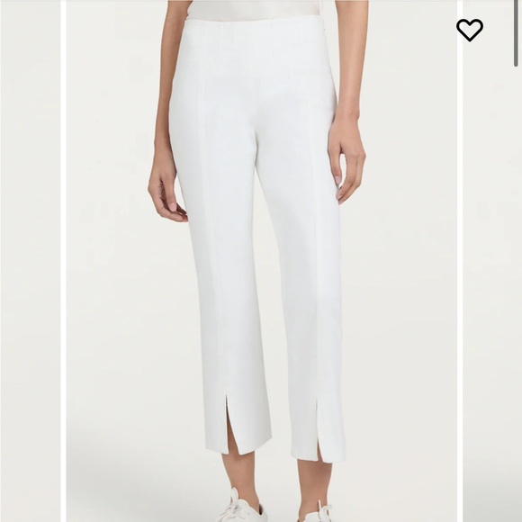 Cinq A Sept Laurie Pant White Mid Rise Denim Crop Front Slip Sz 0 NEW - Picture 1 of 16